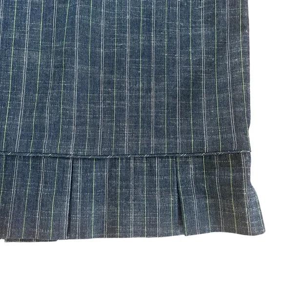 Etcetera Blue Green Striped Pleated Hem Skirt Sz 8 - Picture 5 of 7